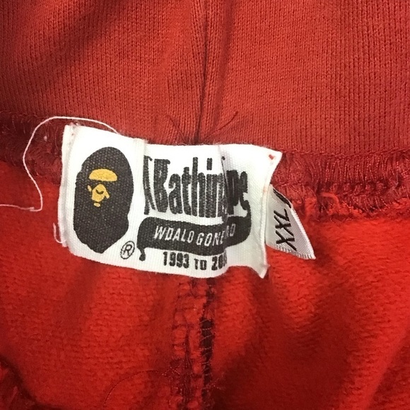 BAPE Men’s XXL Shark Cutoff Sweatpants Shorts Red Camo - Picture 5 of 12